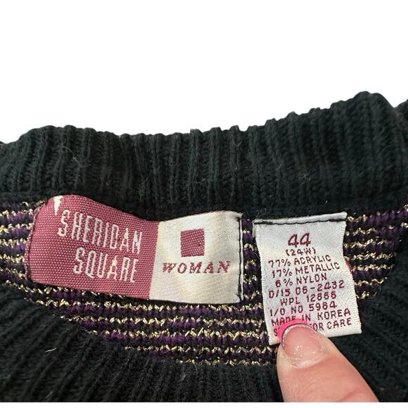 VTG 90s Metallic Argyle Crewneck Sweater Women’s Plus 24W Festive Holiday Party - Picture 8 of 13